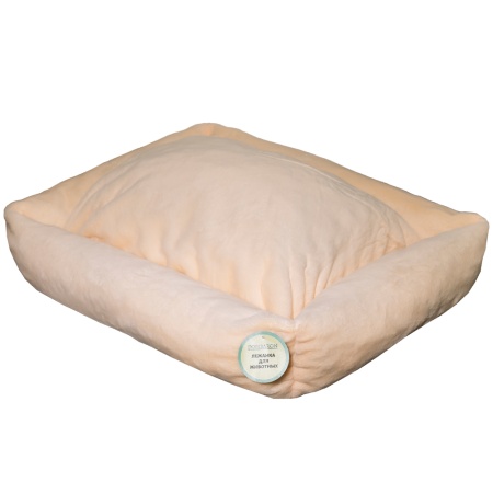 Лежанка прямоугольная мех однотон с подушкой холофайбер Светлый Беж 65*50*18см/DONBARON