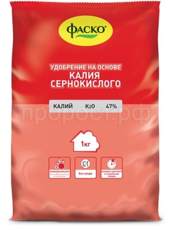 Калий сернокислый (сульфат калия) Фаско 1кг Калий сернокислый (сульфат калия) Фаско 1кг