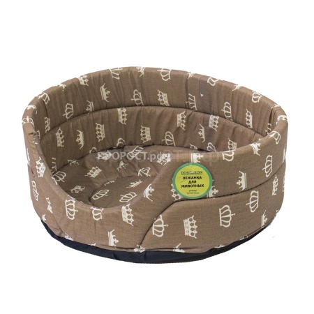 Лежанка овальная стеганая поролоновая хлопок Бежевые Короны 52*46*20см/DONBARON Лежанка овальная стеганая поролоновая хлопок Бежевые Короны 52*46*20см/DONBARON