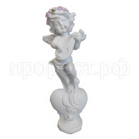 Фигура Ангел с домрой на сердце (белый) 718336/A120