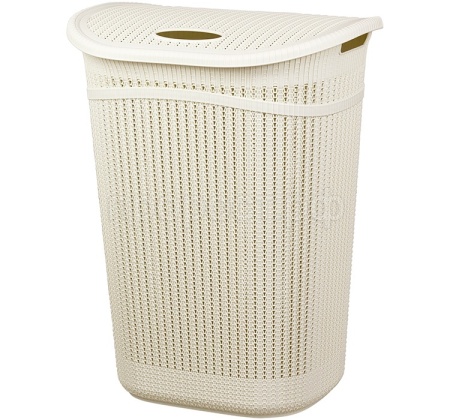 Корзина для белья 55л ВЯЗАНИЕ белый ротанг М2613  Корзина для белья 55л ВЯЗАНИЕ белый ротанг М2613