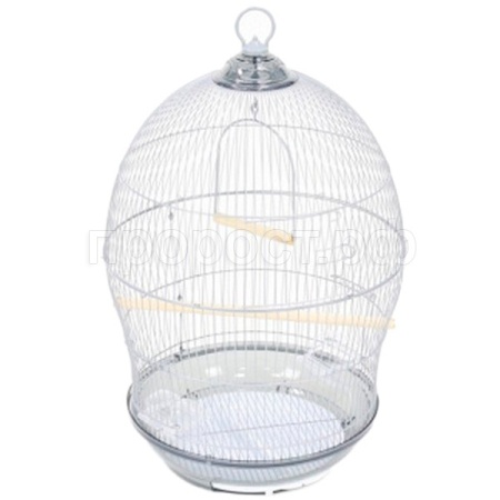 Клетка д/птиц N1 ДКп370 48,5*48,5*76см круглая укомплектованная серебряная/Евро