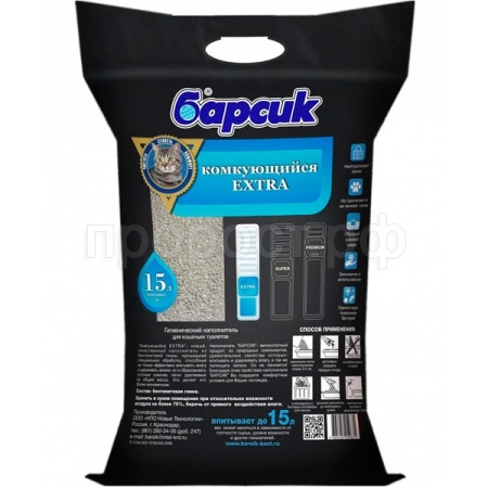 Наполнитель Барсик EXTRA комкующийся 15л Наполнитель Барсик EXTRA комкующийся 15л