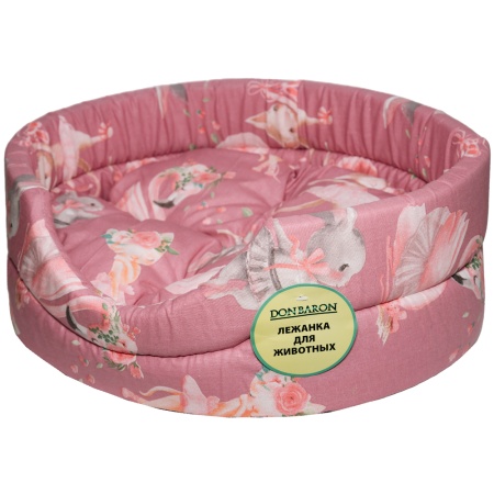 Лежанка овальная стеганая поролон хлопок с подушкой Горох МИКС 42*34*18см/DONBARON Лежанка овальная стеганая поролон хлопок с подушкой Горох МИКС 42*34*18см/DONBARON