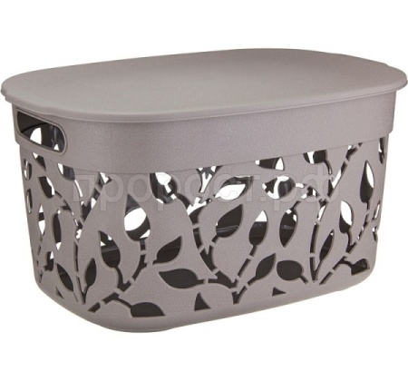 Коробка д/хранения ФЛОРА 12л французский серый с крышкой М2363 /6шт/М-пласт 