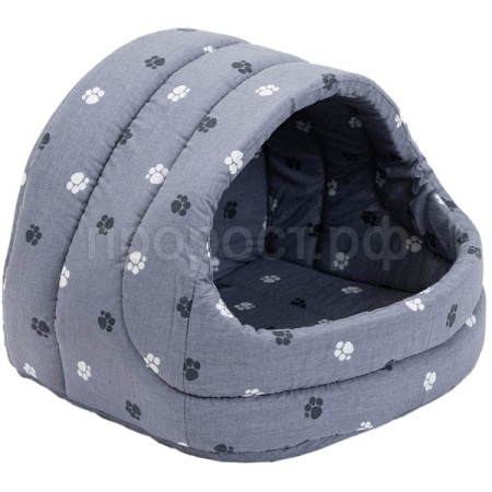 Лежанка-Домик ЛУКОШКО мягкий хлопок поролон серый 48*42*38см/9752сер Лежанка-Домик ЛУКОШКО мягкий хлопок поролон серый 48*42*38см/9752сер