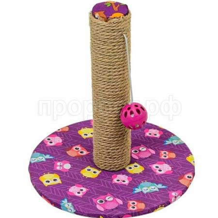 Когтеточка ЭКО Столбик MODI с шариком сизаль,ткань,пвх 29*29*32см фиолетовая/81985/Дарэленд