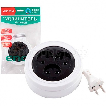 Удлинитель ENGY "Рулетка" 5м/3роз (ШВВП 2х0,75) 186710/40шт/