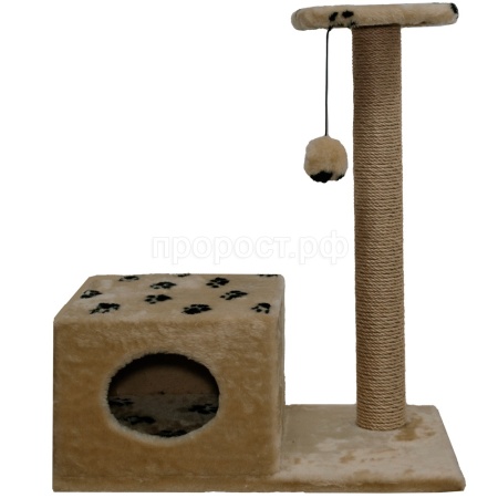 Когтеточка домик с полкой на основании квадратная мех джут коричневый с игрушкой 37*68*80см/DONBARON Когтеточка домик с полкой на основании квадратная мех джут коричневый с игрушкой 37*68*80см/DONBARON