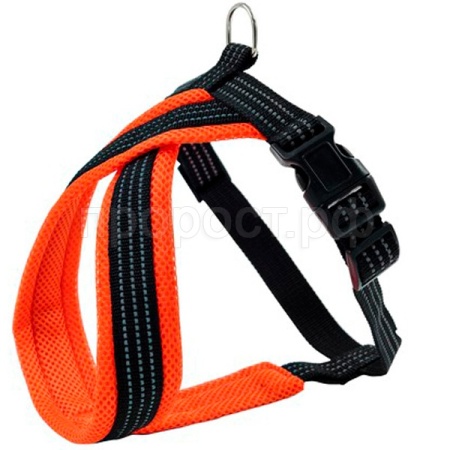 Шлейка нейлон 15мм Премиум Х-образная с мягкой подклад оранжев обхв.груди 34-45см/01215016-03/Каскад