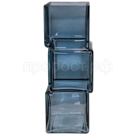 Ваза Квадрат Смещенный h30 10*10см серый дым 6360/300С-108/072995