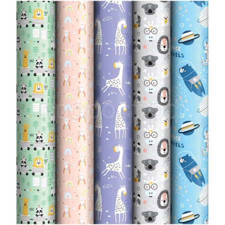 Упаковочная бумага 70*100см "Забавные персонажи" 90г/м2 глянц. ассорти 5 дизайнов ArtSpace /Рельеф Упаковочная бумага 70*100см "Забавные персонажи" 90г/м2 глянц. ассорти 5 дизайнов ArtSpace /Рельеф