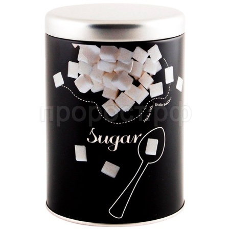 Банка д/сыпуч. прод. 0,9л Сахар металл.с крышкой круглая/24шт/008617/Mallony