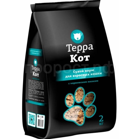 Кошки Терра Кот норвежский лосось д/взр.кошек 2кг/4шт