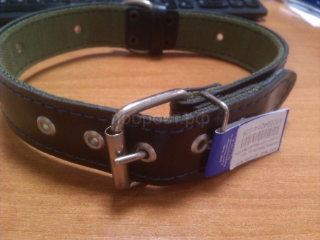 Ошейник кожа+брезент 35мм 2-х слойный безразмерный 60-65см/41028 Ошейник кожа+брезент 35мм 2-х слойный безразмерный 60-65см/41028