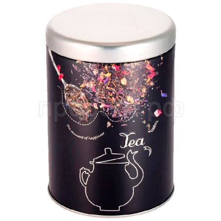 Банка д/сыпуч. прод. 0,9л Чай металл.с крышкой круглая/24шт/008512/Mallony