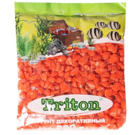 Грунт для аквариума Тритон блестящий 800гр оранжевый крупный/8