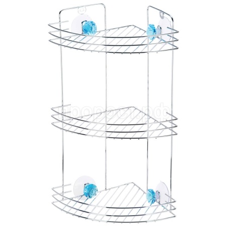 Полка д/ванной угловая Бриллиант 3-х ярусн. на присосках 19*19*40см хром 310779/4шт/Рыжий Кот