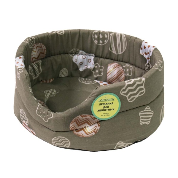 Лежанка овальная стеганая поролоновая хлопок Рождество 52*46*20см/DONBARON Лежанка овальная стеганая поролоновая хлопок Рождество 52*46*20см/DONBARON
