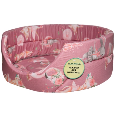 Лежанка овальная стеганая поролоновая хлопок ЗОО МИКС 52*46*20см/DONBARON Лежанка овальная стеганая поролоновая хлопок ЗОО МИКС 52*46*20см/DONBARON